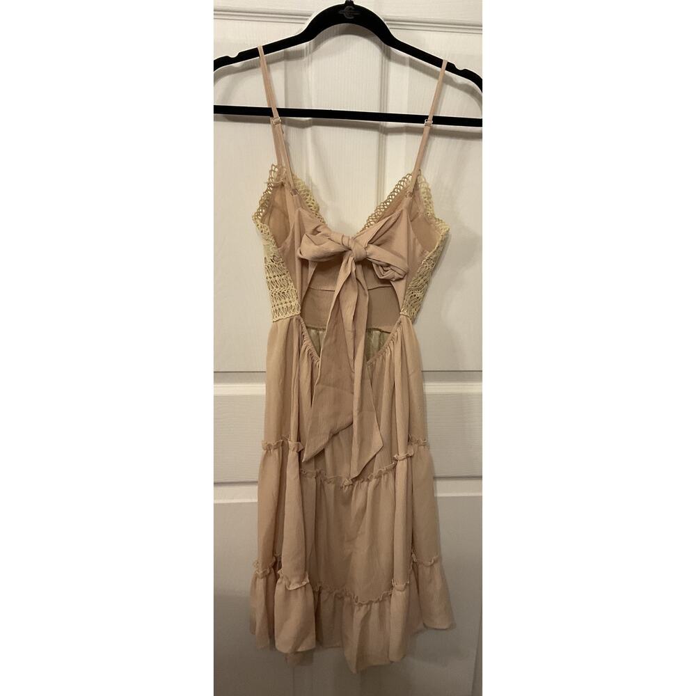 Unbranded Free People Styled Cream Lace Tiered Boho Babydoll Dress Cottagecore,S - Picture 7 of 7
